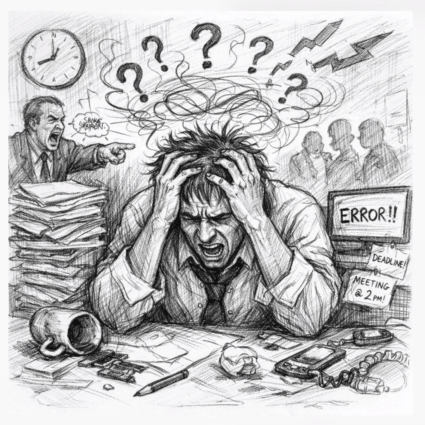 image of an employee who feels EOS is being done to them, creating a tormented soul